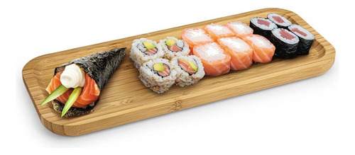 Bandeja Retangular 34x14 Prato Comida Japonesa Sushi Sashimi Cor Bege