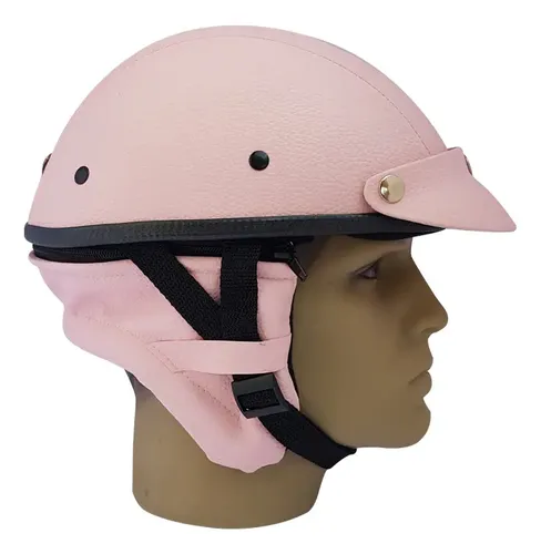 Capacete Coquinho Couro Rosa Bebê Scooter Elétrica Feminino