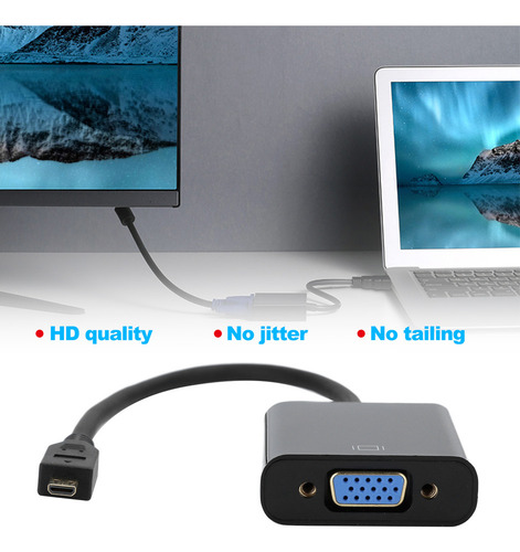 Adaptador De Convertidor De Video Micro Hdmi A Vga 1080p Par