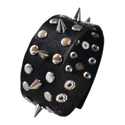 Pulsera Manilla Brazalete Cuero Taches Punk Unisex