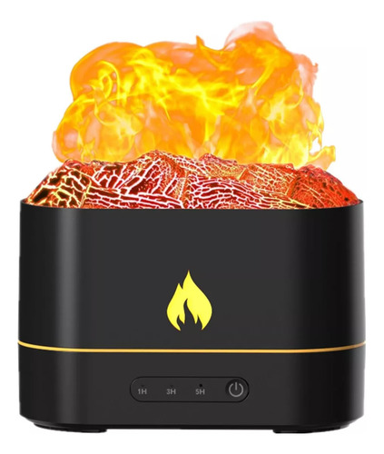 Humidificador Fuego Lava Negro Craquelado Aromatizador