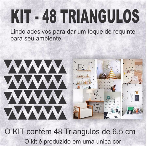 Adesivo Decorativo Parede - Kit 48 Triângulos Petit Poa Novo