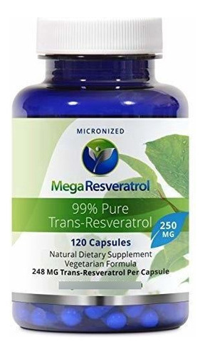 Resveratrol 250 Mg, Mega Resveratol, 120 Cápsulas