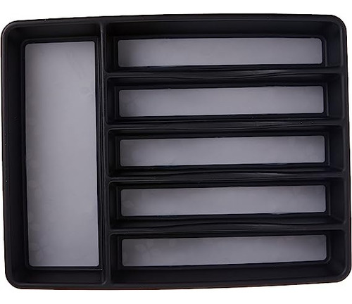 Organizador De Cubiertos Negro De Plastico 6 Compartimentos