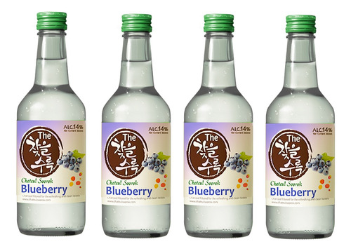 Alcohol Coreano Soju Chateul Soorok Blueberry Pack 4 Pzas