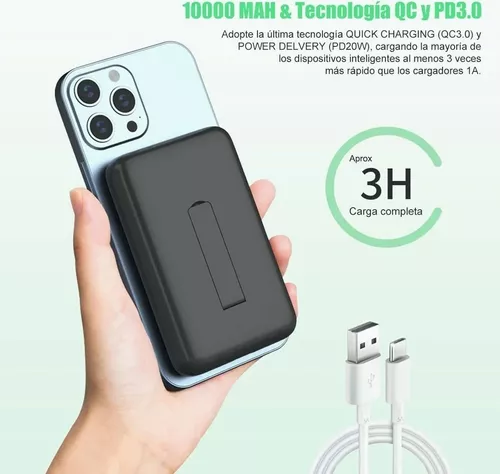 Power Bank Inalámbrico Digital Magnético de 15W 10,000mAh QC3.0 +