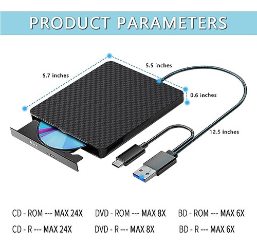 Unidad Blu Ray Externa Reproductor De Dvd/bd Lectura/escritu