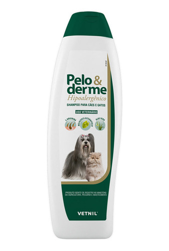 Shampoo Pelo E Derme Hipoalergênico Cães Gatos Vetnil 320ml