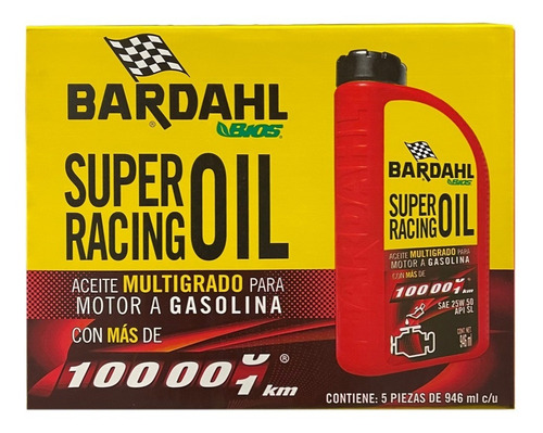 Aceite Para Auto Bardahl Alto Kilometraje 25w50 5 Pzs 946 Ml