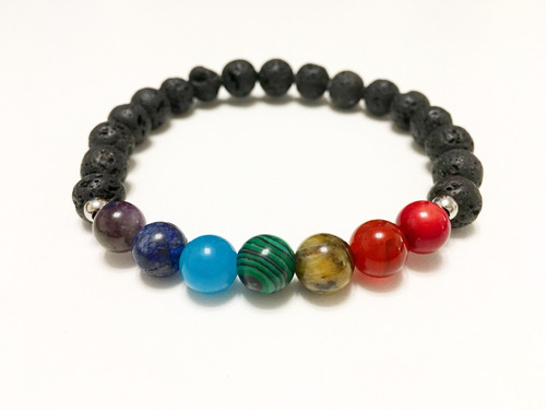 Imagen 6 de 10 de Pulsera 7 Chakras - Yoga / Energia . Onix/ Volcánica/ Buda