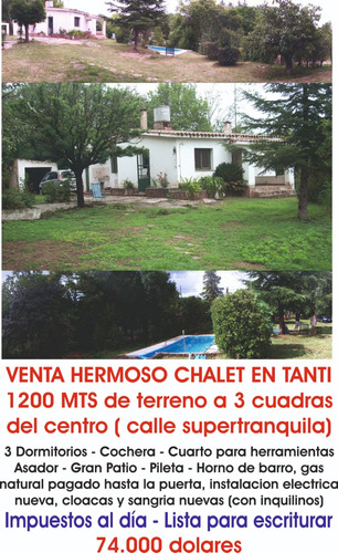 Chalet En Tanti, A Dos Cuadras Del Centro