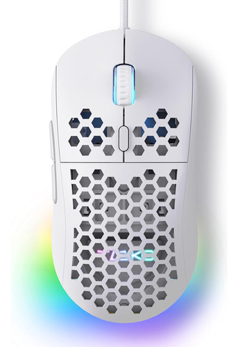 Mouse Ratón Ultraliviano. Blanco Diseño Panal. Ergonómico