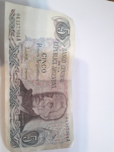 Antiguo Billete De 5 Pesos Líquido!!!!!