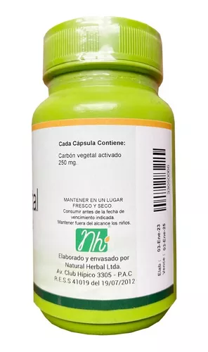 Carbón Vegetal, 250 mg, 60 cápsulas, NaturalHerbal –