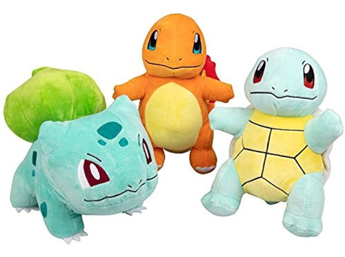 Pokemon Juego De 3 Peluches Charmander, Squirtle, Bulbasaur