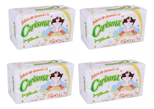 4 Pzas Jabón De Lavandería Carisma En Barra 400 G