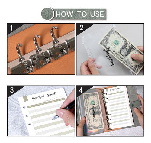 Planejador De Orçamento A6 Ring Binder Com Bolsos E Envelope
