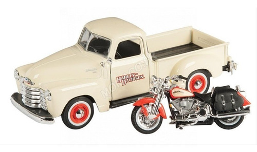 1950 Chevrolet 3100 Pickup + Harley 2001 Flsts Heritage 1:24