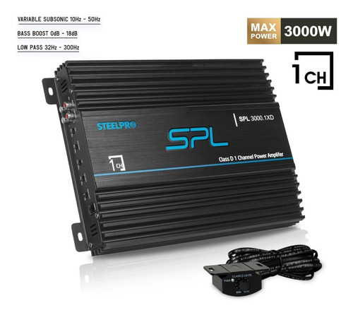 Imagen 2 de 6 de Amplificador Clase D Monoblock Auto 3000 W Max Spl- Steelpro