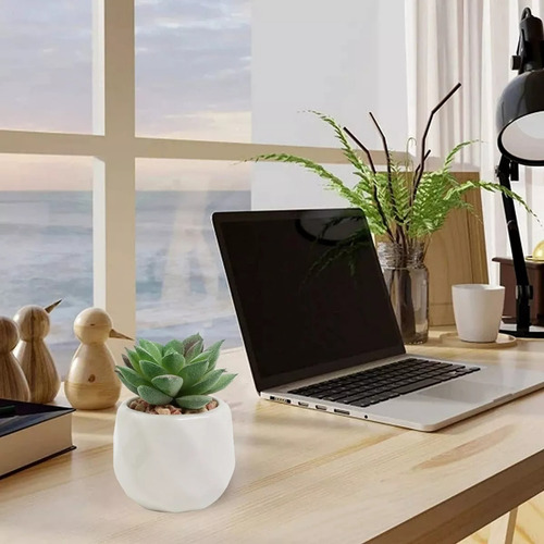 Plantas Artificial Suculenta Decorativa Maceta Cerámica 4pcs
