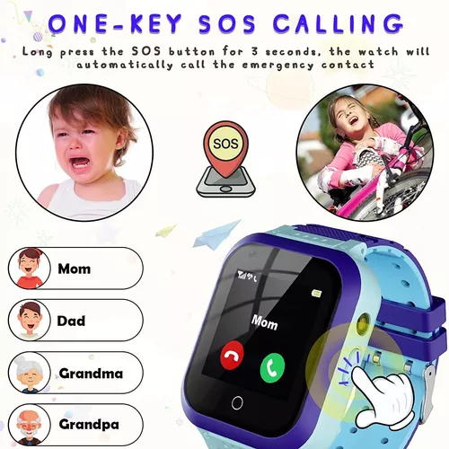cjc Reloj inteligente 4G para niños con rastreador GPS, teléfono  inteligente con cámara, llamada, podómetro, SOS, pantalla táctil, reloj de  pulsera