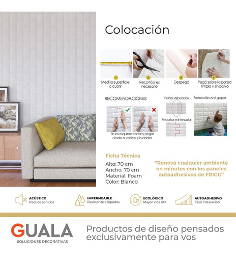 Imagen 4 de 10 de Revestimiento Autoadhesivo 3d Placa Pared Antihumedad 70x70