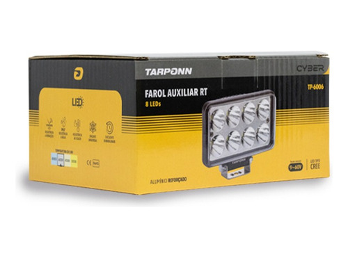 Combo Com 2 Faróis Auxiliar Retangular 8 Leds
