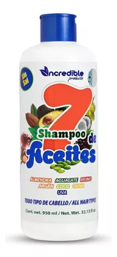 Shampoo Natural  Incredible  7 Aceites 950 Ml