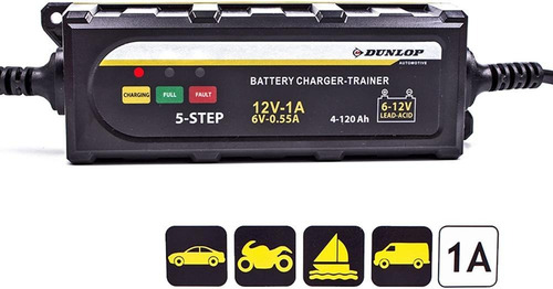 Imagen 2 de 9 de Cargador Batería 6 Y 12 V Auto Moto Dunlop Ml
