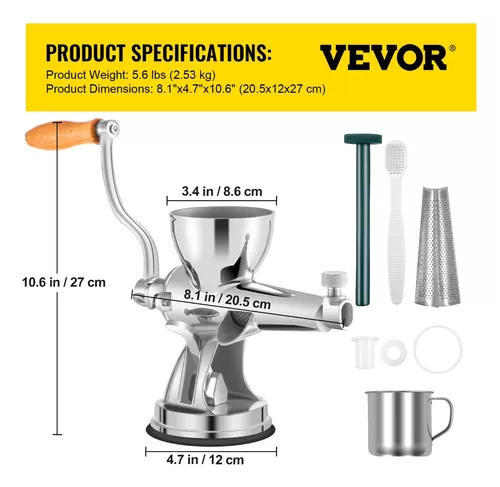 VEVOR Exprimidor manual de hierba de trigo con base de ventosa y abrazadera  de escritorio Molinillo