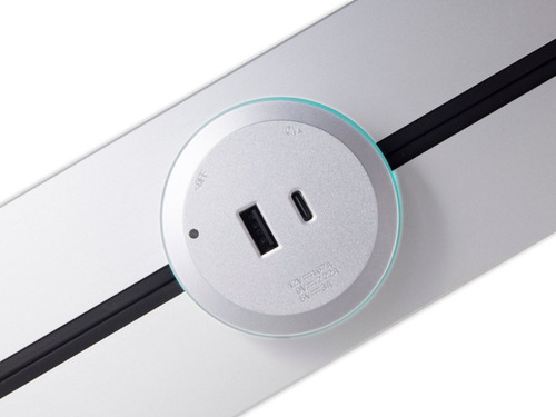 Trilho Energia 1m Multiplug 3 Tomadas + 2 Usb (a+c) - Cinza