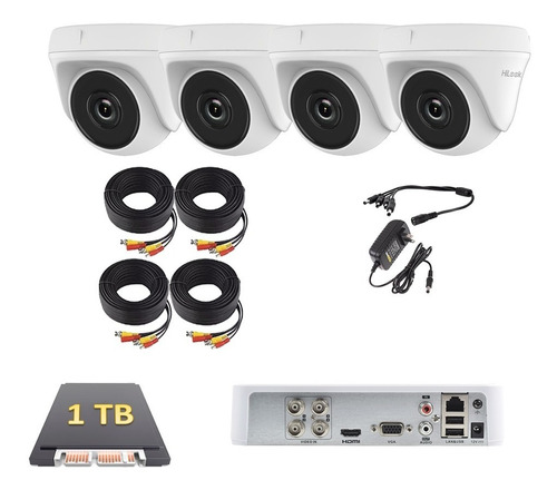 Kit Circuito Cerrado Cctv 4 Cámaras Hd 720p Disco 1 Tb Domo