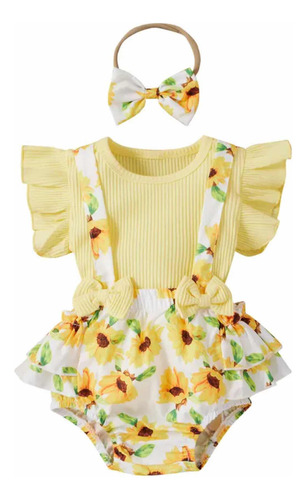 Conjunto De 3 Pz Para Bebé, Short Blusa Diadema