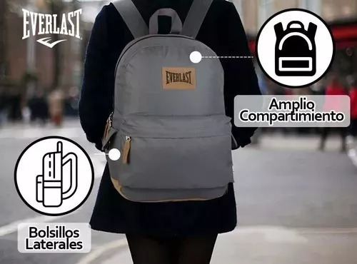 Imagen 8 de 8 de Mochila Everlast Tela Reforzada Urbana Colegio Original