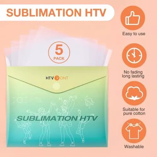  HTVRONT Clear HTV Vinyl for Sublimation - 5 Pack 12 x