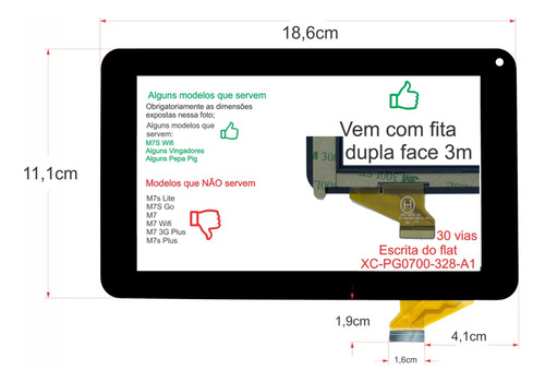 Tela Touch Vidro M7s Xc-pg0700-328