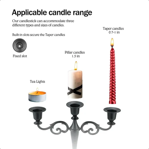 Candelabra Viscacha - Soporte Metálico Para 3 Velas, Color P