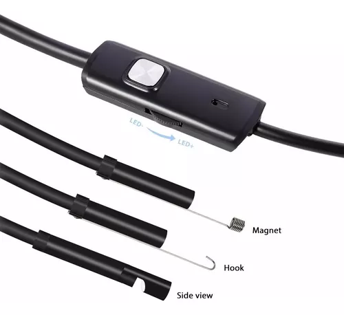 Mini cámara endoscópica de 1M, endoscopio resistente al agua, boroscopio,  cable suave ajustable, 6 LEDS, 7mm, Android tipo C, cámara de inspección  USB para coche