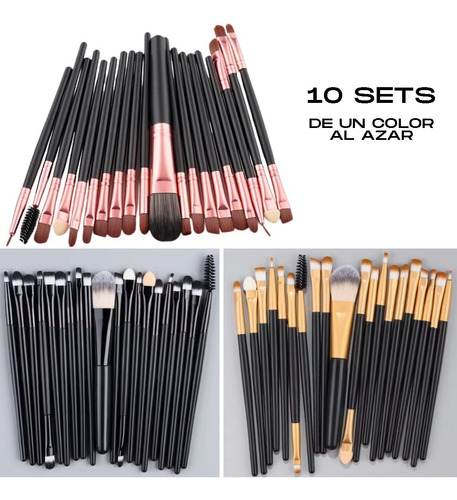 Lote (10 Sets) De 20 Brochas Maquillaje Ojos , Paquete Color Al Azar