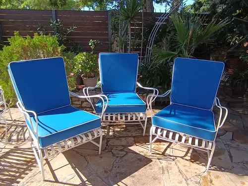 comprar Juego De 3 Sillones De Jardin Con Almohadones Color Azul