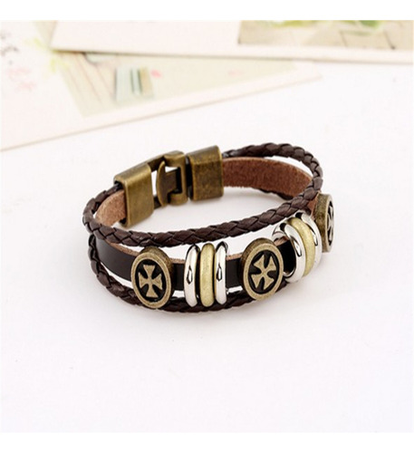 Pulsera De Cuero Trenzado Cruzado