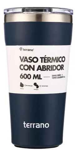 Vaso Térmico Terrano Con Tapa 600ml Color Azul