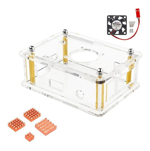 Kit C/ Case + Cooler + Dissipadores P/ Orange Pi 3 Lts C/ Nf