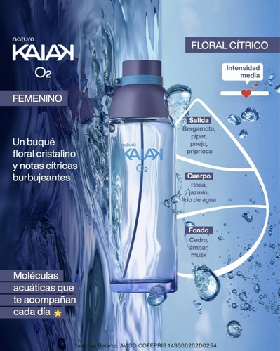 Kaiak Eau De Toilette Femenino O2 Natura 100 Ml