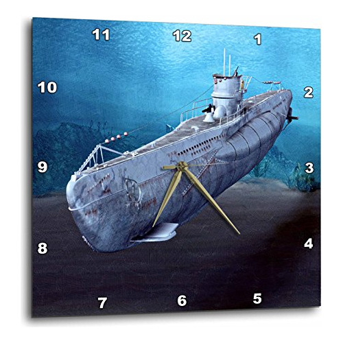 3drose Dpp_62982_1 Reloj De Pared Submarino Militar, 10 Por