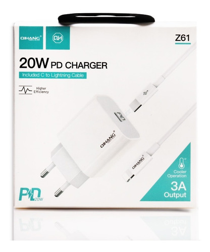 Qihang Z61 Cargador Pd20w + Usb Tipo C Para iPhone iPad Carga Rapida