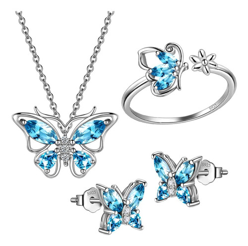 Conjuntos De Joyería Azul Mariposa Hipunk Piedra De Mujer De
