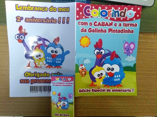 Revistinha Para Colorir + Giz - Galinha Pintadinha - 30 Kits