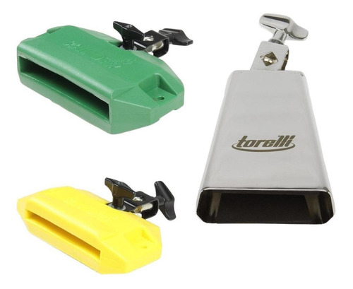 Kit Torelli Par De Bloco Sonoro E Cowbell 4''