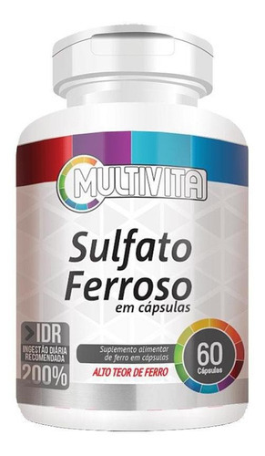 Sulfato ferroso con alto contenido de hierro Idr 200% - 60 cápsulas
